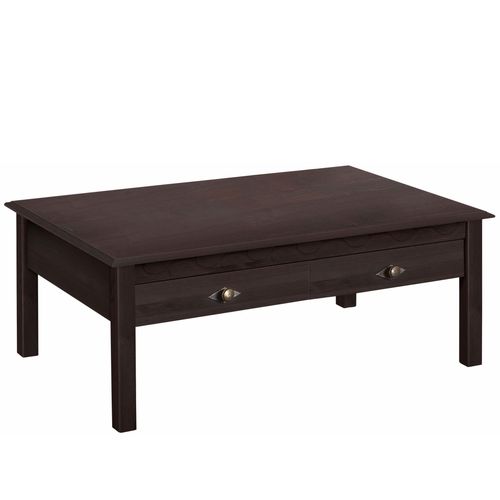 Laura-table Basse Avec 2 Tiroirs En Pin Brun