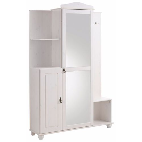 Finca-armoire Compacte Avec Miroir En Pin Blanc
