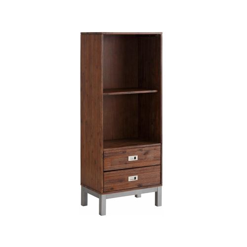 Kenya-bibliothèque Avec 2 Tiroirs En Bois D'acacia Marron