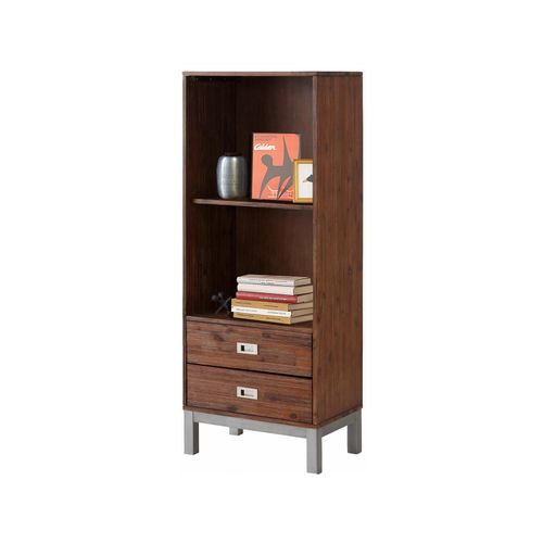 Kenya-bibliothèque Avec 2 Tiroirs En Bois D'acacia Marron