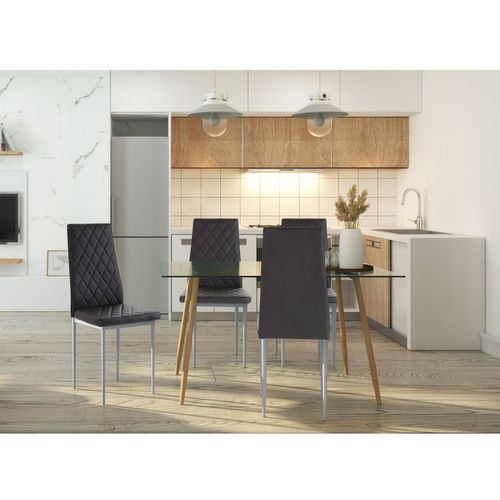 Brooke - Lot De 4 Chaises De Salle à Manger En Pu Noir
