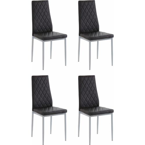 Brooke - Lot De 4 Chaises De Salle à Manger En Pu Noir