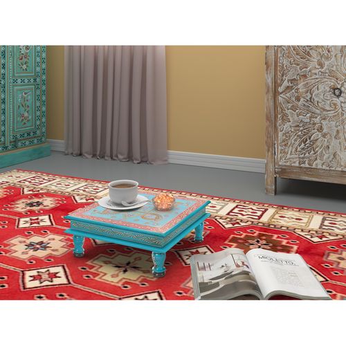 Salim-table basse En Bois De Manguier Turquoise