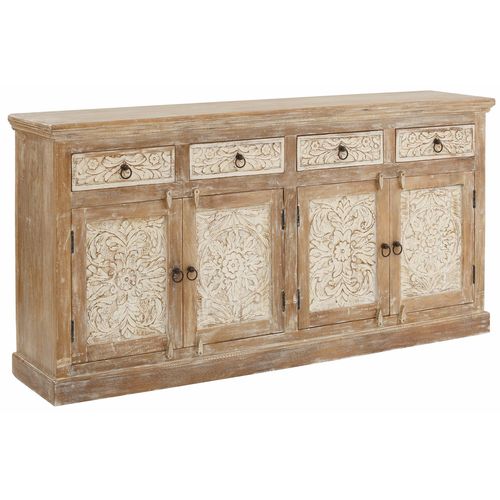 Malati-buffet 4 Portes Et 4 Tiroirs En Bois De Manguier En Brun Clair