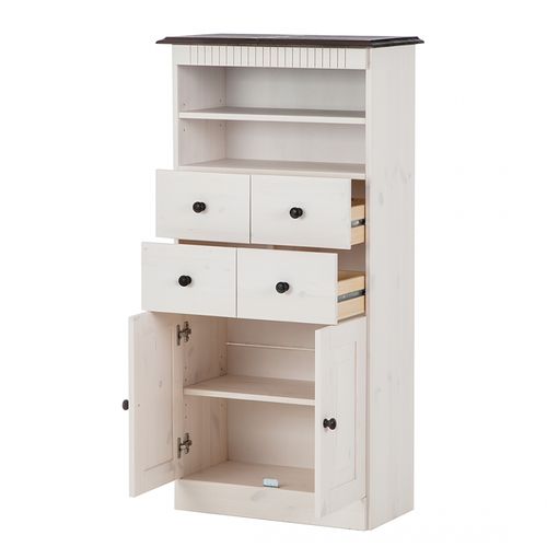 Cornelia-armoire Avec 4 Tiroirs Et 2 Portes En Pin