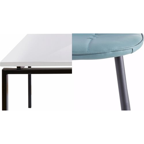 Sabine Et Luna-ensemble De Table à Manger 120x90 Cm Et 4 Chaises Bleu