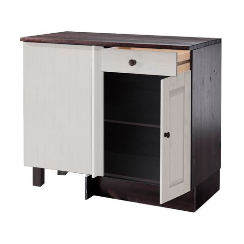 Cornelia-meuble D'angle à 1 Porte Et 1 Tiroir En Pin Blanc Havane