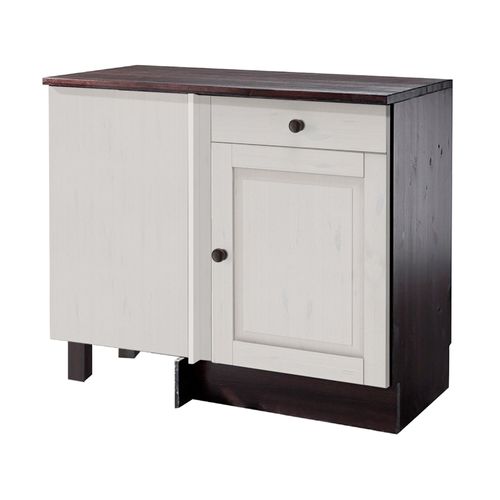 Cornelia-meuble D'angle à 1 Porte Et 1 Tiroir En Pin Blanc Havane