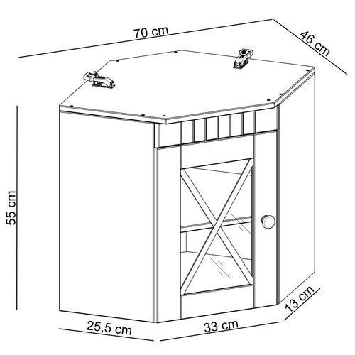 Cornelia-armoire Murale D'angle En Pin Brun