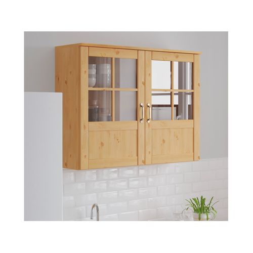 Alby-vitrine Murale En Pin Avec Deux Portes En Couleur Bois Naturel