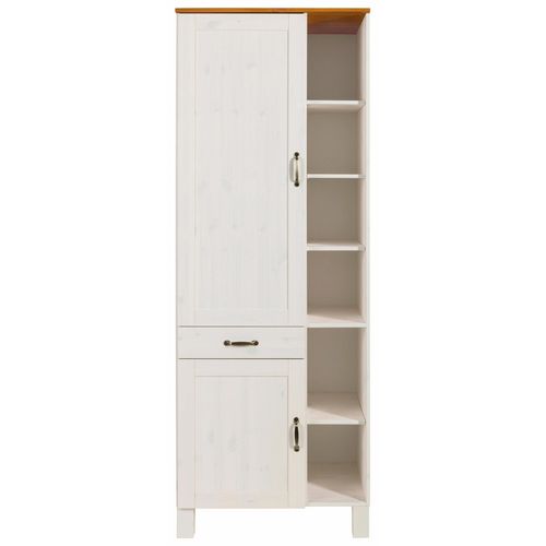 Alby- Buffet de cuisine 2 Portes 60 Cm De Haut Blanc/miel