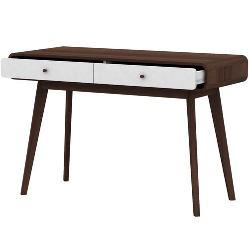 Cassie - Bureau Avec 2 Tiroirs En Effet Noyer Et Blanc