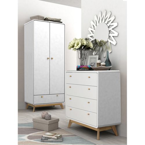 Cassie - Commode à 4 Tiroirs En Mélaminé Blanc