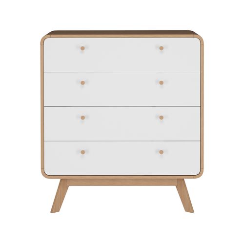 Cassie - Commode Avec 4 Tiroirs En Effet Chêne Blanc