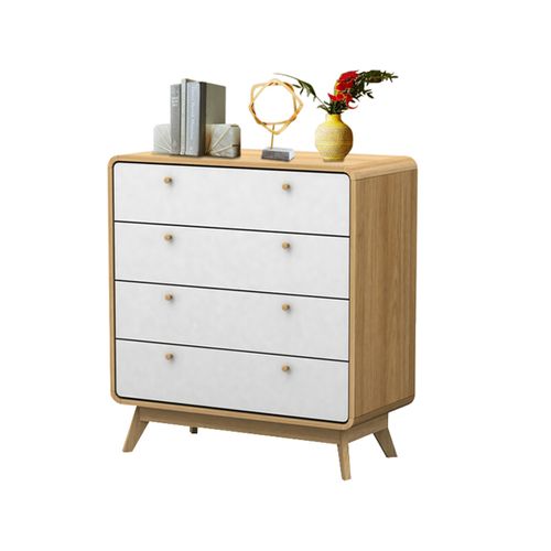 Cassie - Commode Avec 4 Tiroirs En Effet Chêne Blanc