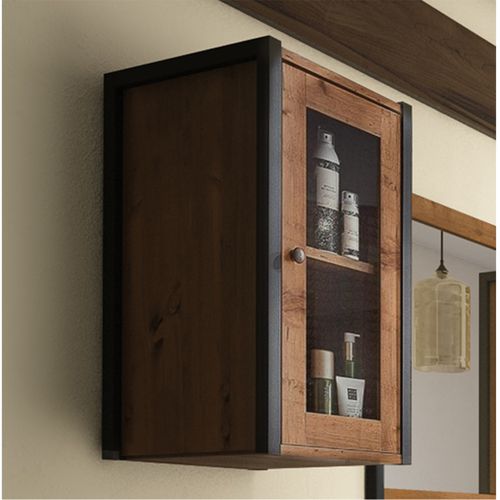 Chris-armoire Murale Avec 1 Porte Vitrée En Effet Chêne