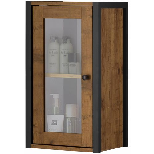 Chris-armoire Murale Avec 1 Porte Vitrée En Effet Chêne