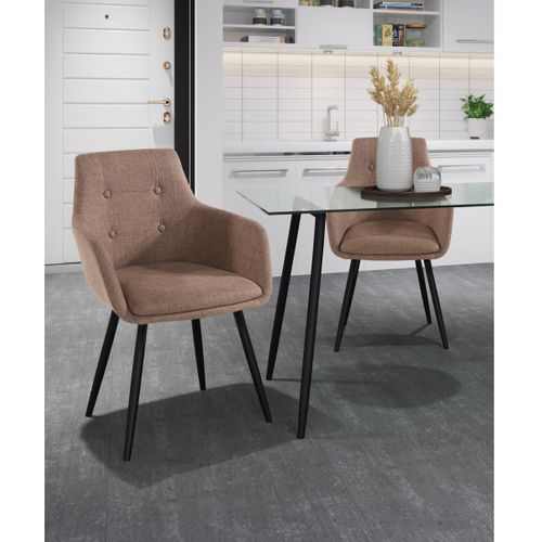 Bradford-chaises De Salle à Manger Rembourrées Ensemble De 2 En Farbric Cappuccino