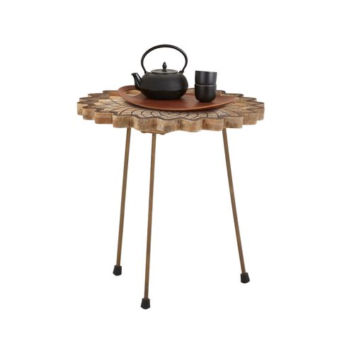 Camelia-table Basse De 40 Cm En Bois De Manguier Couleur Noyer