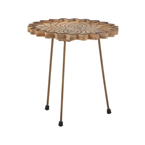 Camelia-table Basse De 40 Cm En Bois De Manguier Couleur Noyer