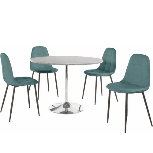 Tumpet Et Luna-ensemble De Table à Manger 110cm Avec 4 Chaises En Bleu