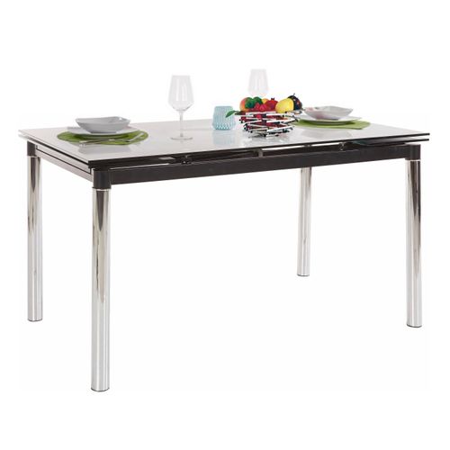 Table à Manger En Verre Et Métal Noir Avec Rallonge 6 Personnes L140