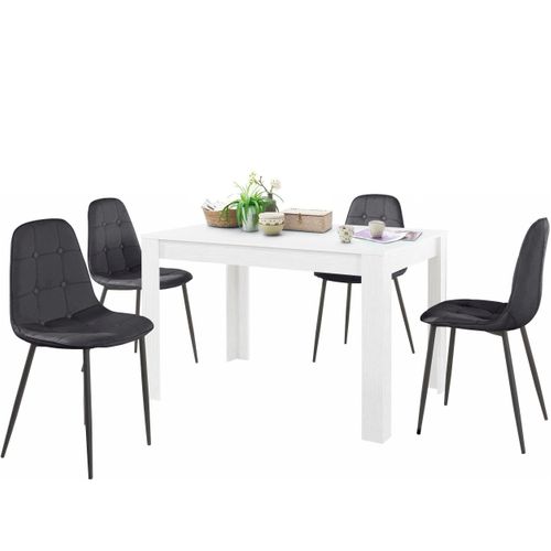 Lynn Et Luna-ensemble De Table à Manger 120x80cm Avec 4 Chaises Noir