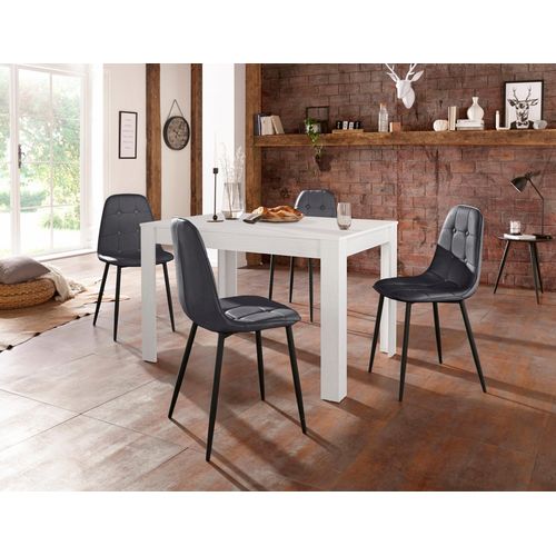 Lynn Et Luna-ensemble De Table à Manger 120x80cm Avec 4 Chaises Noir