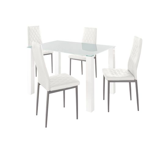 Norma Et Brooke-ensemble De Table à Manger 120x80cm Avec 4 Chaises Blanches