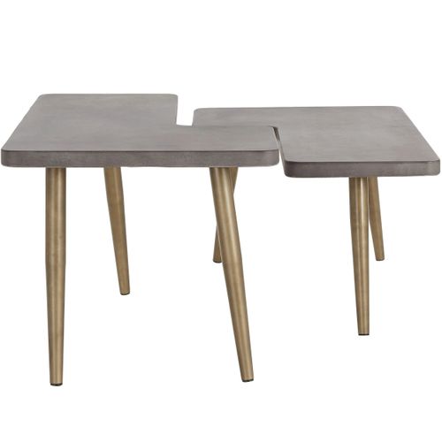 Loupe-set De Table Basse En Laiton Brossé / Béton