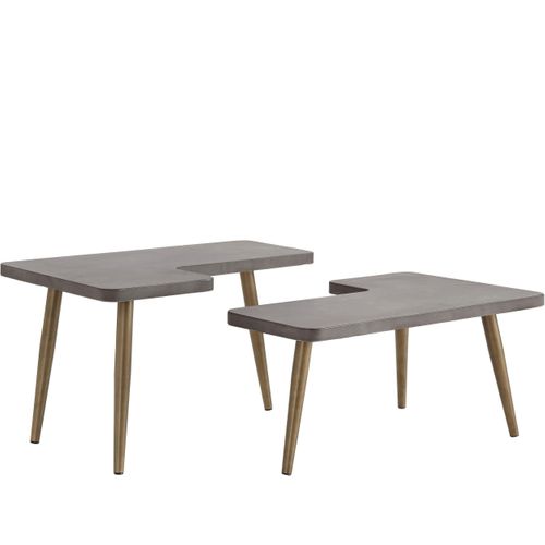 Loupe-set De Table Basse En Laiton Brossé / Béton