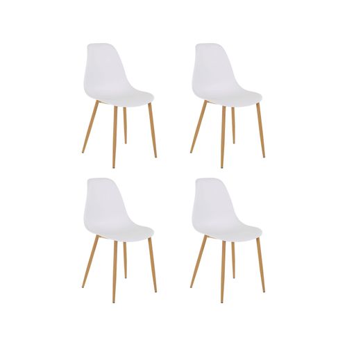 Miller - Lot De 4 Chaises De Salle à Manger En Plastique Blanc