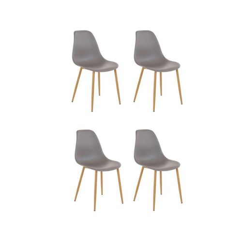 Miller - Lot De 4 Chaises De Salle à Manger En Plastique Gris Clair