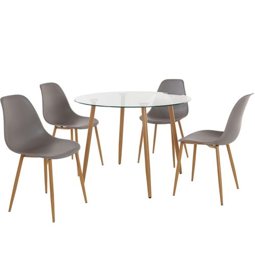 Miller-set De Table à Manger 100cm Avec 4 Chaises Gris Clair