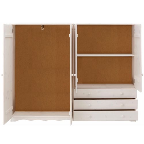 Minik - Buffet à Linge 4 Portes 3 Tiroirs En Effet Chêne Blanc