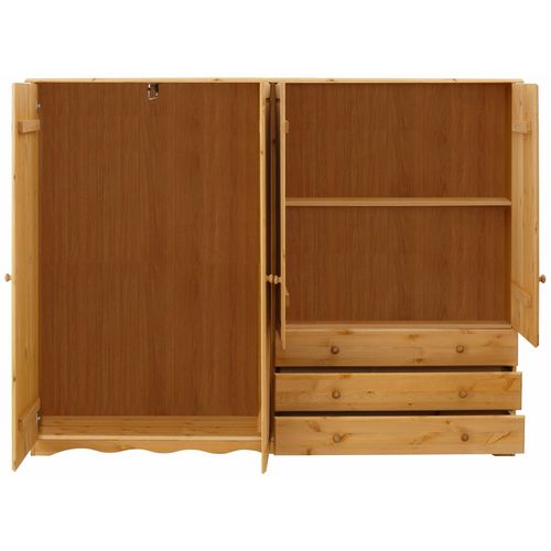 Minik - Armoire Avec 4 Portes Et 3 Tiroirs En Pin Naturel