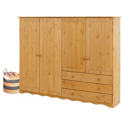 Minik - Armoire Avec 4 Portes Et 3 Tiroirs En Pin Naturel