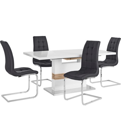 Perez Et Lola-ensemble De Table à Manger 160x90 Cm Et 4 Chaises Noir