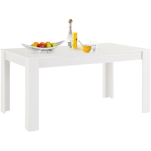Lynn - Table à Manger En Mélaminé Blanc 8 Personnes L160