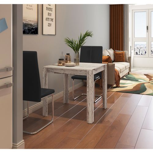 Lynn - Table à Manger En Mélaminé Blanc 4 Personnes L80