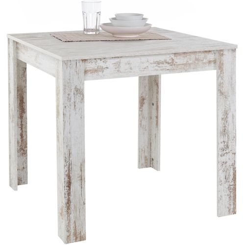 Lynn - Table à Manger En Mélaminé Blanc 4 Personnes L80