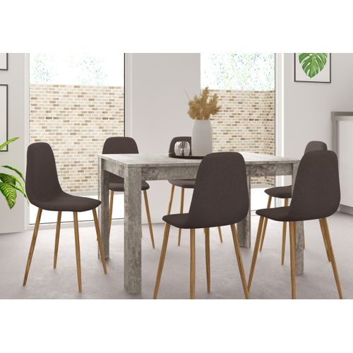 Lynn - Table à Manger En Effet Béton 6 Personnes L120