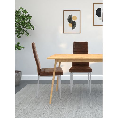Kate-lot De 2 Chaises De Salle à Manger Rembourrées En Microfibre Marron