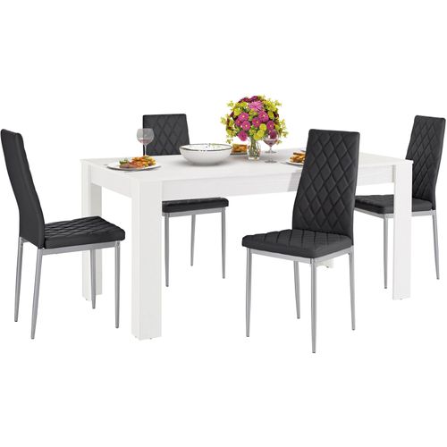 Lynn Et Brooke - Ensemble De Table à Manger 160x90 Cm Et 4 Chaises Noir