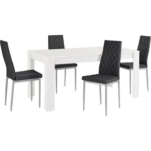 Lynn Et Brooke - Ensemble De Table à Manger 160x90 Cm Et 4 Chaises Noir