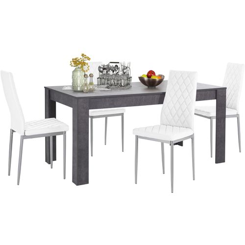 Lynn Et Brooke - Ensemble De Table à Manger 160x90 Cm Et 4 Chaises Blanc