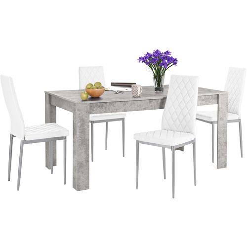 Lynn Et Brooke - Ensemble De Table à Manger 160x90 Cm Et 4 Chaises Blanc