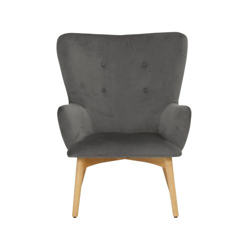 New York-fauteuil Avec Tabouret En Velours Gris