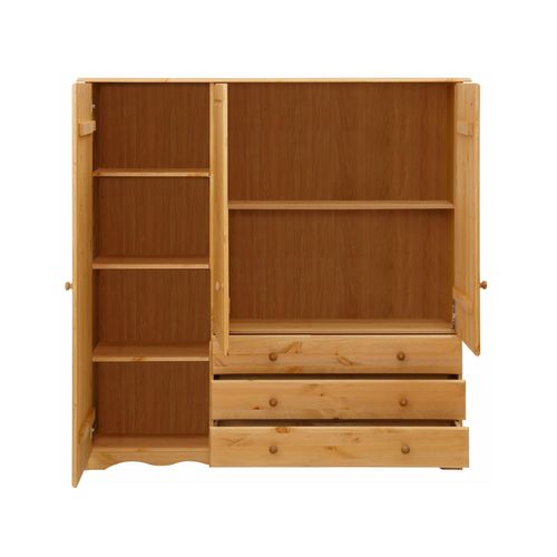 Minik - Armoire Avec 3 Portes Et 3 Tiroirs En Pin Naturel