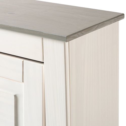 Toby-coffre à Chaussures Avec 3 Portes Battantes En Pin Blanc/gris